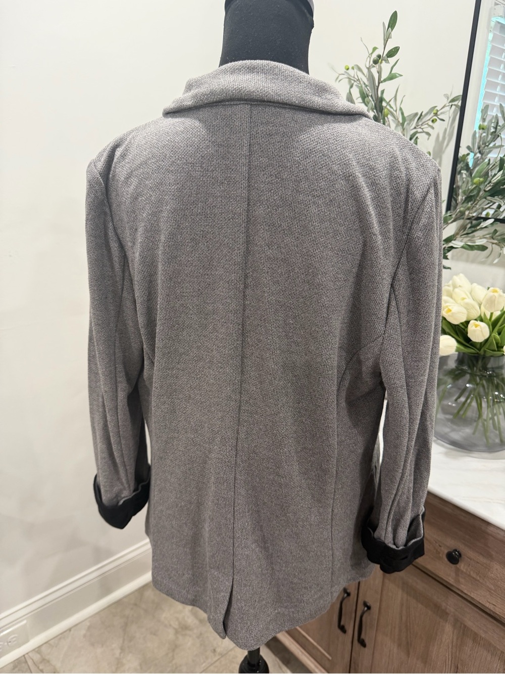 Skies Are Blue Gray Asa Knit Blazer Size M - Picture 4 of 13